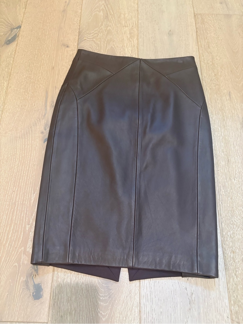 Reiss Burgundy Berry Brown Leather Pencil Skirt